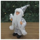 Boneco Natal Papai Noel Com Brilho Prata Em Tecido 22cm