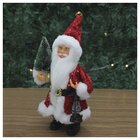 Boneco Natal Papai Noel Com Brilho Vermelho Em Tecido 22cm