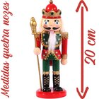 Boneco Natal Papai Noel Madeira Quebra Nozes Cajado 20cm