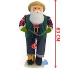 Boneco Natalino Papai Noel Pescador Pesca Peixe Rede De 83cm