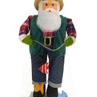 Boneco Natalino Papai Noel Pescador Pesca Rede Peixe De 83cm