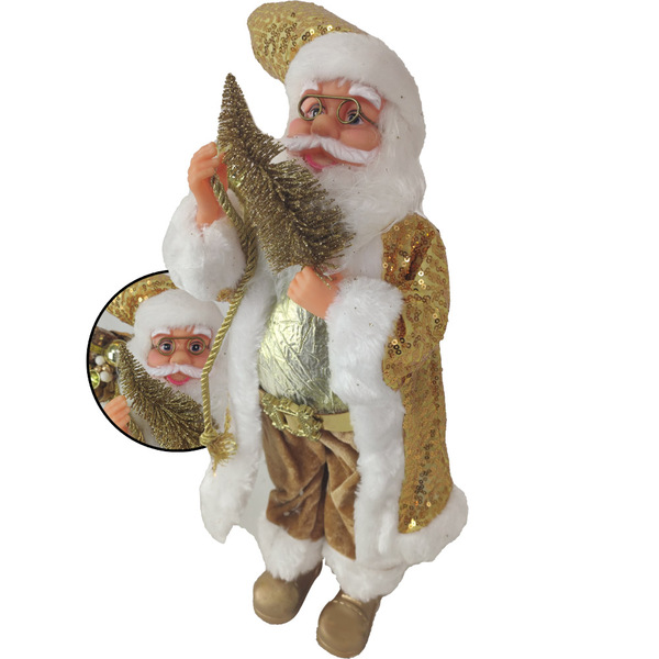 Boneco Papai Noel Dourado  Natal 45cm Grande Natalino Arvore