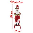 Boneco Papai Noel Natal Em Tecido Escada 54cm