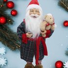 Boneco Papai Noel Pijama Roupão Decoração Com Ursinho 50cm