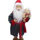 Boneco Papai Noel Pijama Roupão Decoração Com Ursinho 50cm