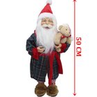 Boneco Papai Noel Pijama Roupão Decoração Com Ursinho 50cm