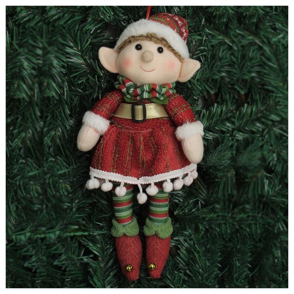 Boneco Pendente Natal Duende Mamãe Noel Vermelho 33cm