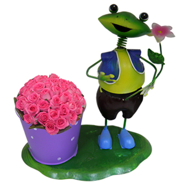 Boneco Sapo Com Balde De Flor Para Enfeite E Decoraçao De Jar