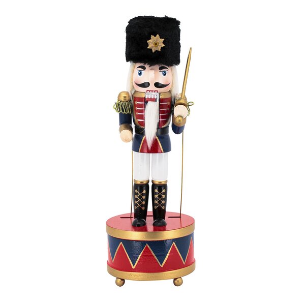 Boneco Soldado Quebra Nozes Musical De Dar Corda Natal 30cm