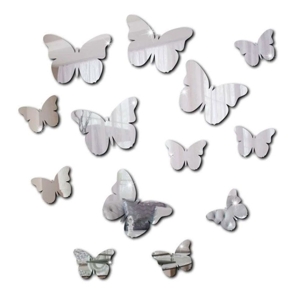 Borboleta Espelho Decorativo Acrílico 13 Peças Quarto Sala