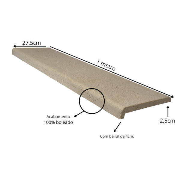 Borda Boleada Grega  100x27,5x2,5cm Beiral Com 4cm Branco - S