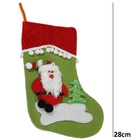 Bota De Natal Verde Em Tecido Com Papai Noel 1446 28cm De Alt