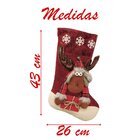 Bota Meia Natalina Decoração Rena Tecido E Pelúcia 43cm