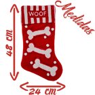 Bota Meia Natalina Decoração Tecido Woof Woof 48cm