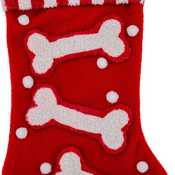 Bota Meia Natalina Decoração Tecido Woof Woof 48cm