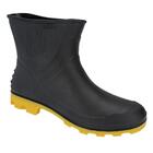 Bota Pega Forte Preta Solado Amarelo Cano Curto