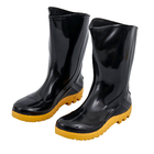 Bota PVC Cano Médio Sem Forro Nº38 Preta com Amarelo Marluvas