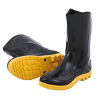 Bota PVC Cano Médio Sem Forro Nº42 Preta com Amarelo Marluvas