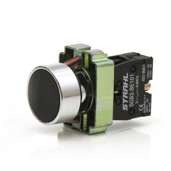 Botão De Pulso Para Comando Metálico 220v Strahl Preto