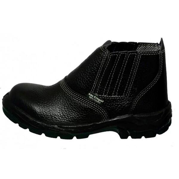 Botina Couro Com Elástico Lateral Preta - São Crispim, Tamanh