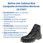 Botina Segurança Cadarço Bico Composite Antiestático Marluvas