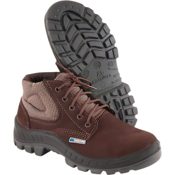 Botina Segurança Nobuck Café Com Cadarço Bico Plástico Epi Ma