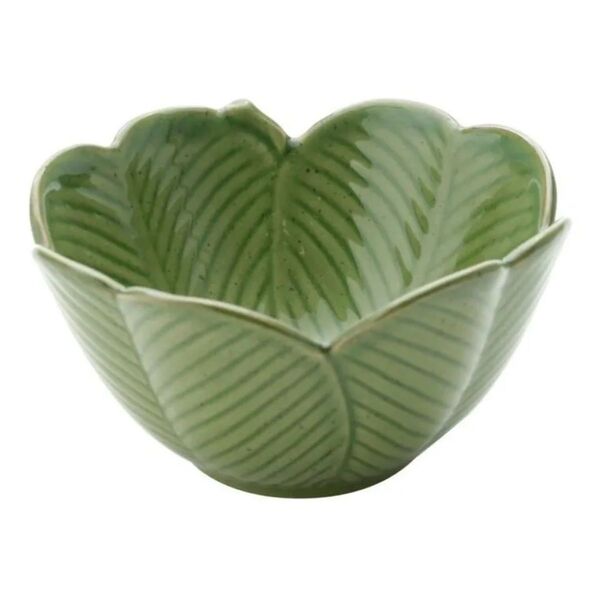 Bowl Cumbuca Tigela De Cerâmica Banana Leaf Verde 13x7cm | Ca