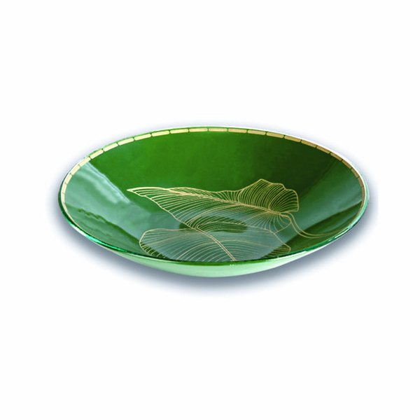 Bowl Cumbuca Tigela De Vidro Botanic Verde M Ø 22 X A. 4 2 Cm