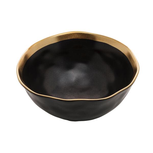 Bowl De Porcelana Preto E Dourado Dubai 15x6cm