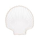 Bowl De Vidro Concha C/filete Dourado Leque 14x13,5cm