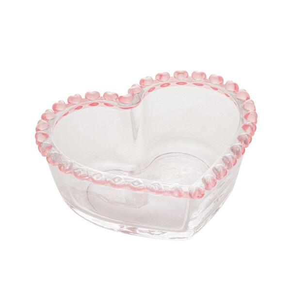 Bowl Lyor Coração De Cristal Borda Rosa 13,5cm X 12,5cm