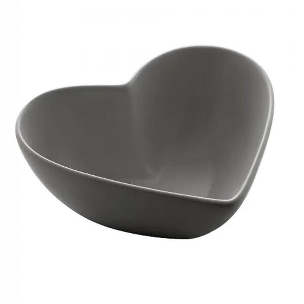 Bowl Petisqueira Coração De Ceramica Heart Cinza 18cm - Lyor