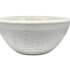 Bowl Tigela Cumbuca Cerâmica Branco Relieve Folhas 550ml Yoi
