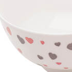 Bowl Tigela De Porcelana Branco Corações Rosa Cinza