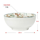 Bowl Tigela De Porcelana Canelado Ilustração Cervo 20cm