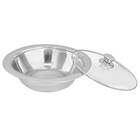 Bowl Tigela Saladeira De Aço Inox Com Tampa De Vidro Grande
