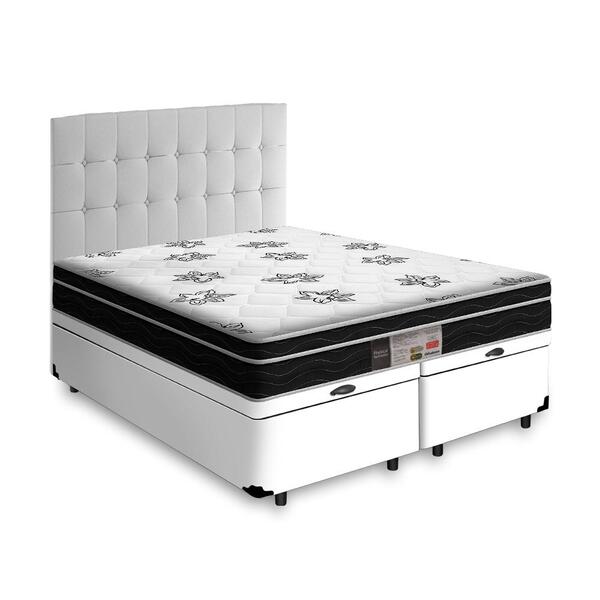 Box Baú + Cabeceira Cassis E Colchão Queen - Ortobom - Physic