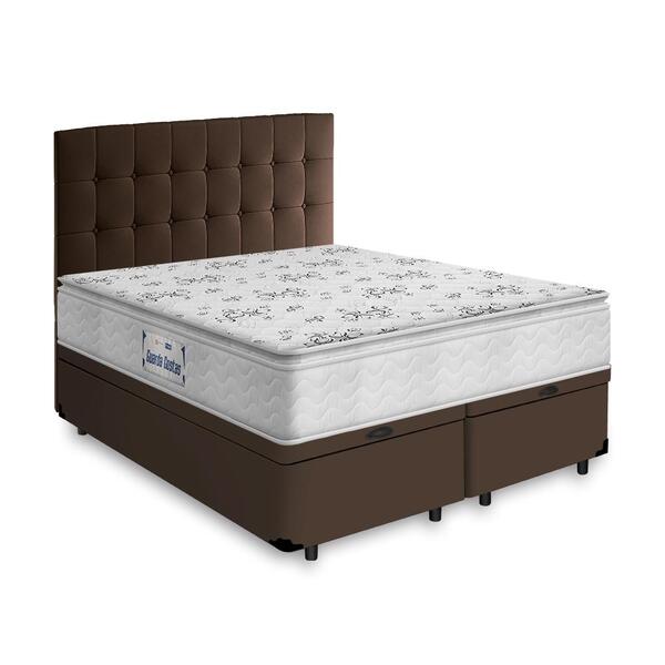 Box Baú + Cabeceira Cassis Marrom E Colchão D33 Queen - Probe