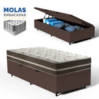 Box Baú + Colchão De Molas Classic Solteiro King