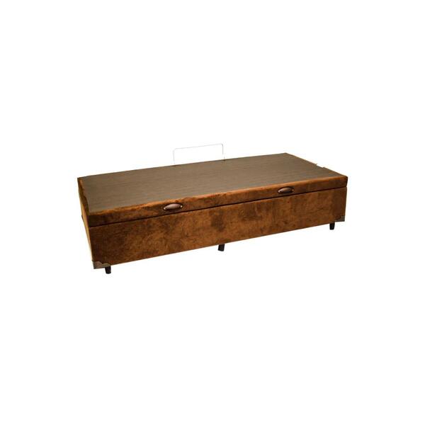 Box Baú Solteiro 88x188x35 Suede Amassado - Marrom