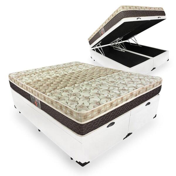 Box Baú Super King + Colchão Molas Ensacadas - Castor - Class