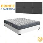 Box Casal Branco + Cabeceira Painel Iris Preta + Colchão D33
