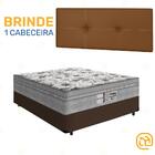 Box Casal Marrom + Cabeceira Painel Iris Marrom + Colchão De