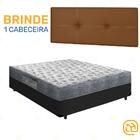 Box Casal Preta + Cabeceira Painel Iris Marrom + Colchão D33