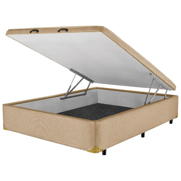 Box Com Baú Casal Americanflex Bege Foccus 138x188x40cm