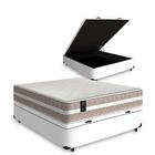 Box Com Baú Casal Branca + Colchão De Molas Ensacadas - Lucas