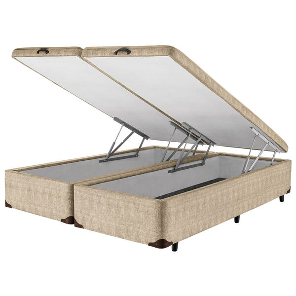 Box Com Baú Queen Americanflex Bege Multiflex 158x198x40cm