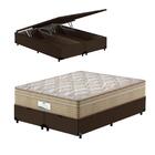 Box Com Baú Viúva Bipartido Especial Marrom + Colchao Molas E