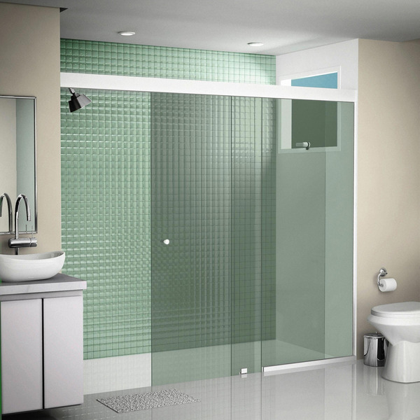 Box de Correr Vidro Verde Kit Branco 1,3x1,9m