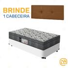 Box Solteiro Branco + Cabeceira Painel Iris Marrom + Colchão